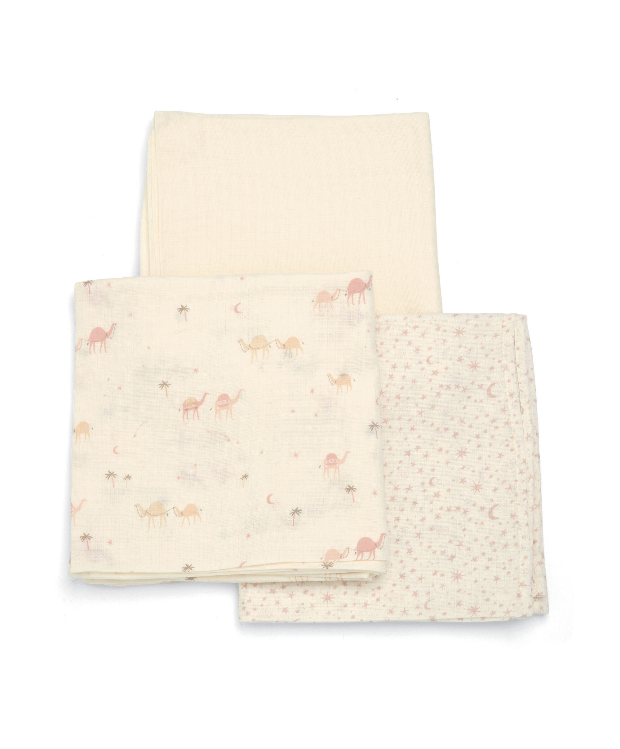 Large Muslin Squares ( 3 pack) - Camel Pink