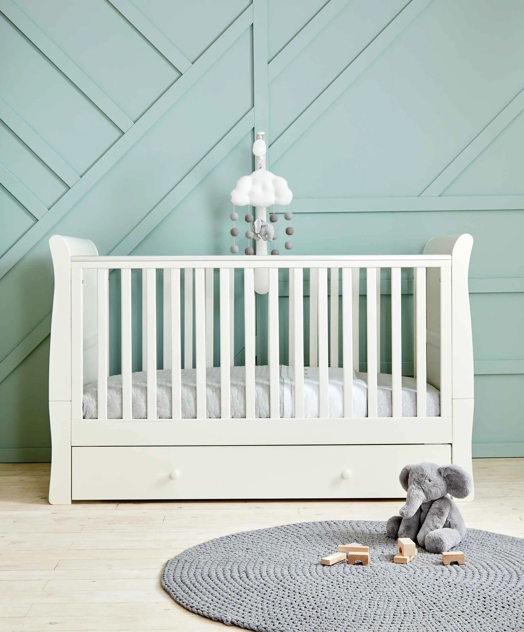 Mia 2 Piece Cotbed with Dresser Changer Set - White image number 3