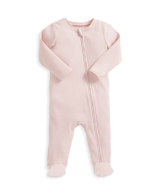 Pink Ribbed Zip Sleepsuit image number 2