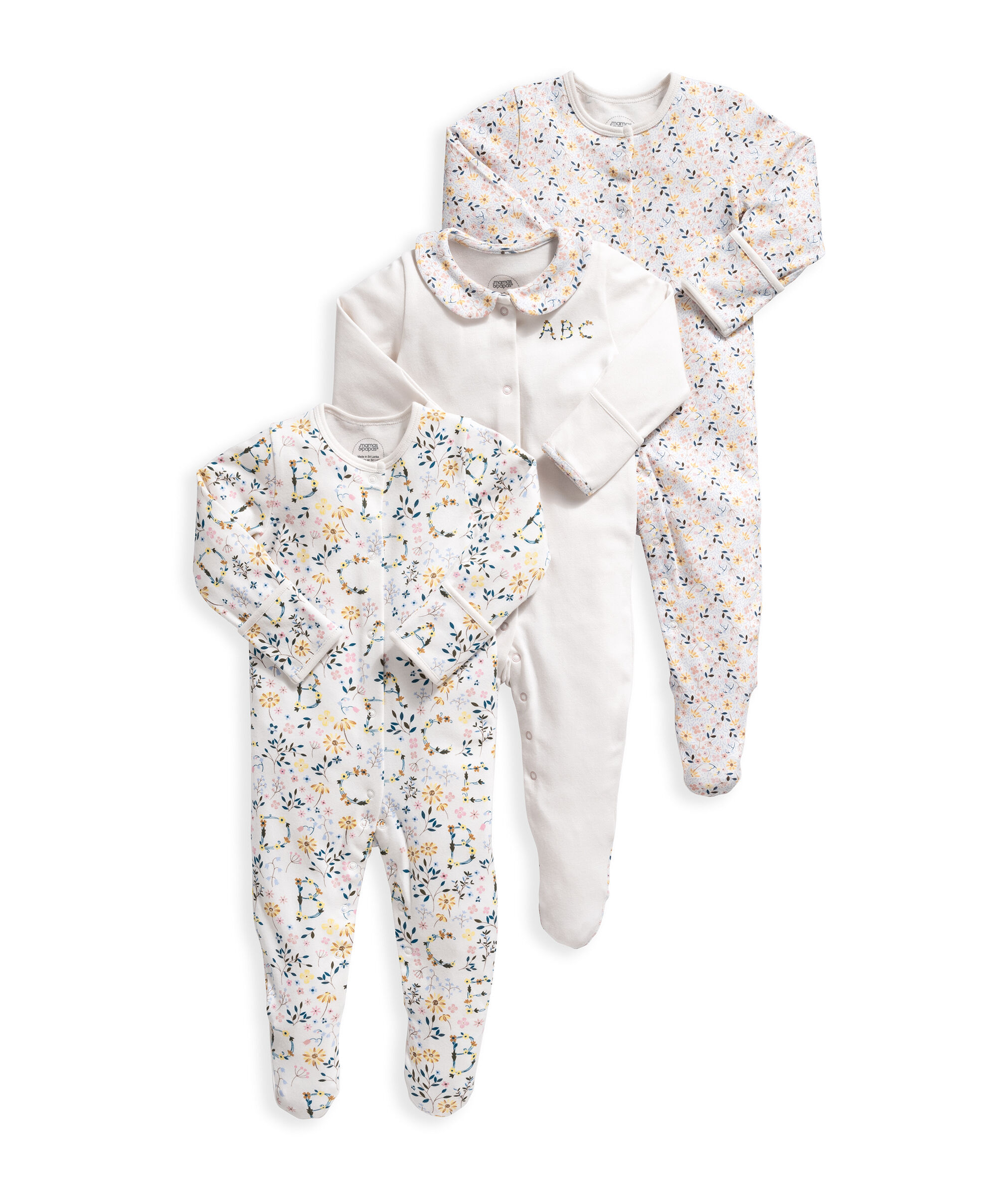 3 Pack Alphabet Sleepsuits