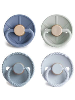 FRIGG Round Latex Baby Pacifier 0-6M 4-Pack Skyline Serenity - Size 1