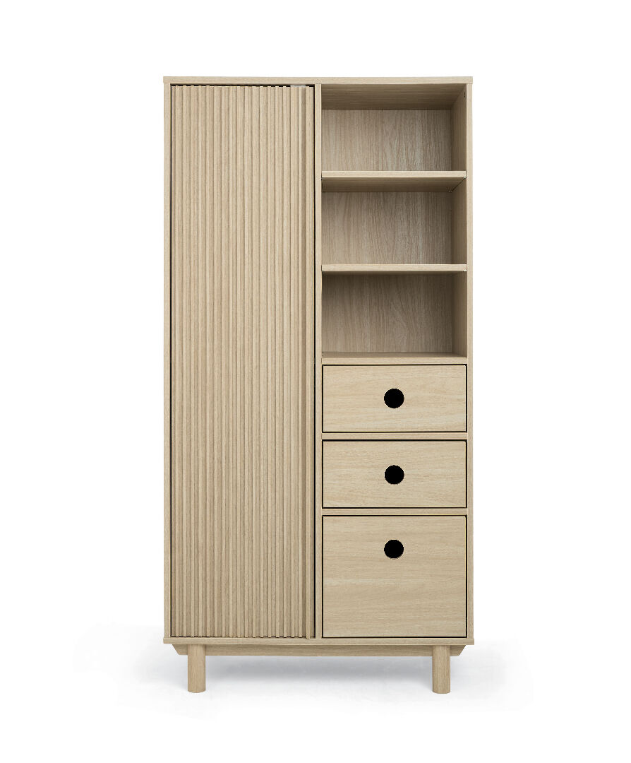 Oska 2 Piece Narrow Dresser Changer Set with Wardrobe- Oak image number 5
