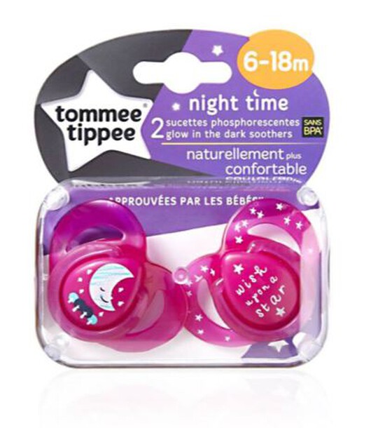 Tommee Tippee 2X 6-18M Night Soothers - Pink image number 1
