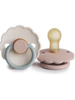 FRIGG Daisy Latex Baby Pacifier 0-6M 2-Pack Blush/Cotton Candy - Size 1