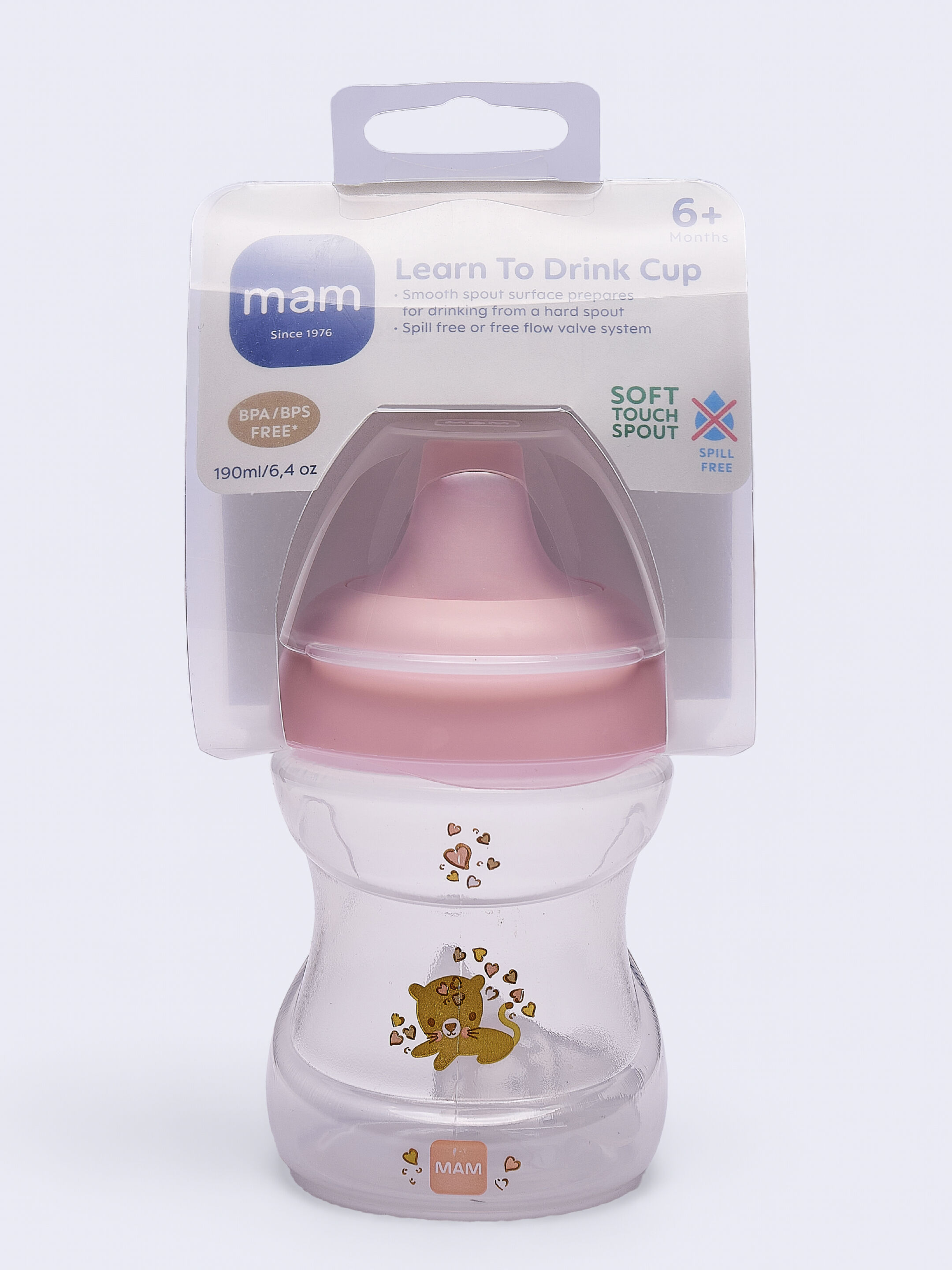 Mam Baby Learn To Drink Cup  Silicone Cup - 6 M+ | Wild Animals, Pink - 190 Ml - Pack of 1 image number 3