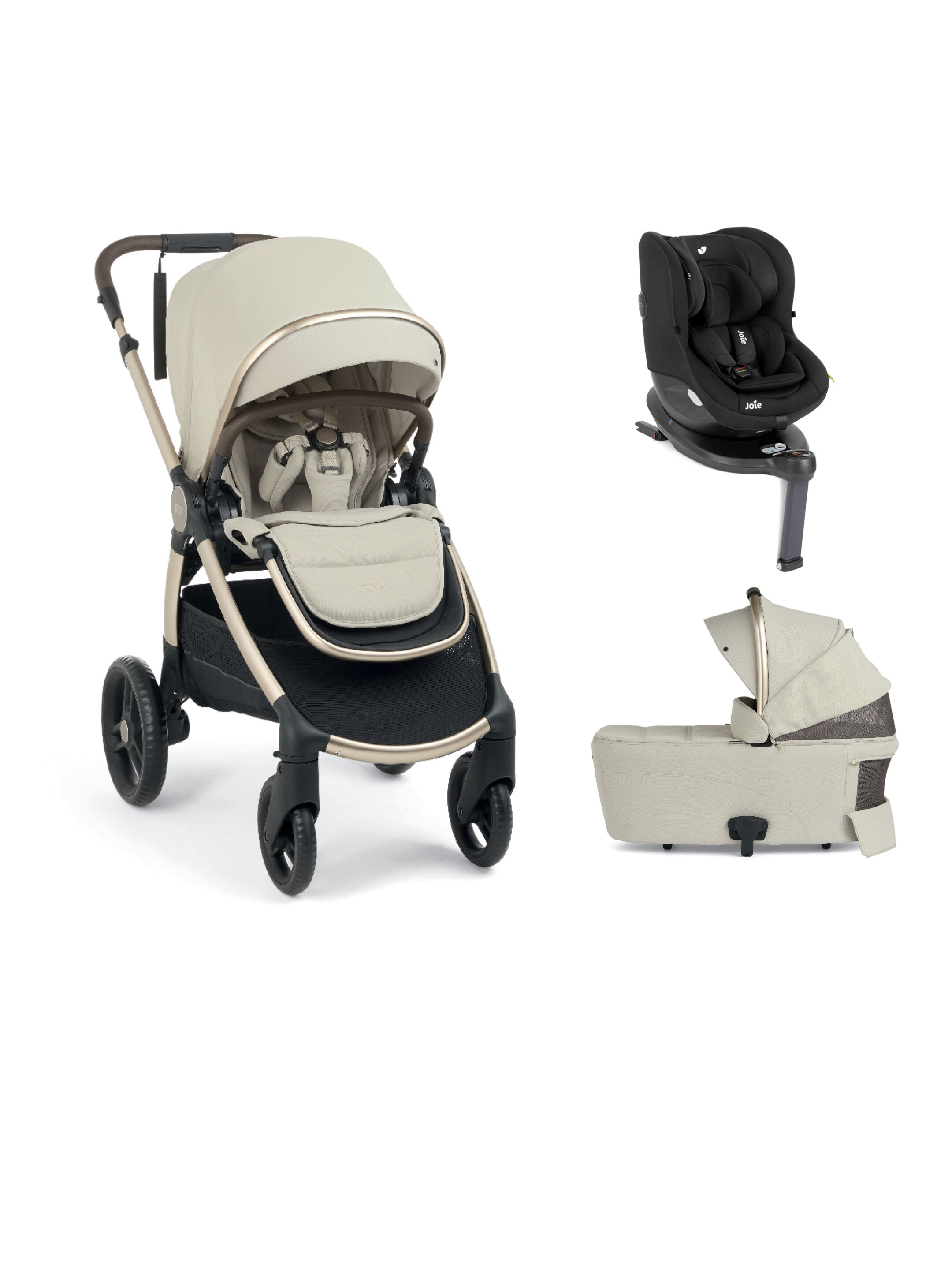 Ocarro 2 Pushchair and Carrycot Bundle with Joie i-Spin 360 Car Seat (3 Pieces) - Eclipse