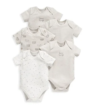 Mamas & Papas 5 Pack Bear Short Sleeved Bodysuits