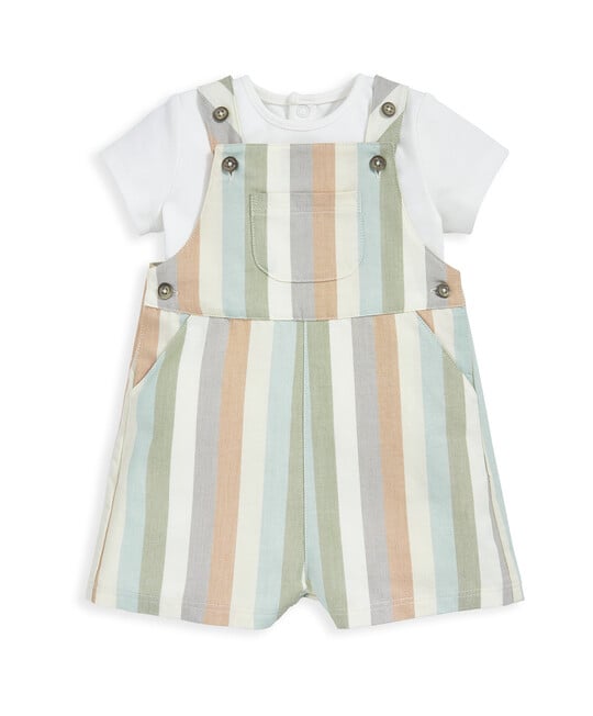 2 Piece Stripe Woven Dungaree Set image number 2