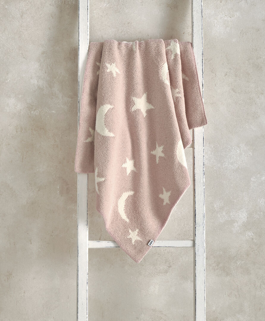 Chenille Blanket - Pink Moon/Star