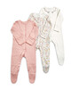 Floral Jersey Sleepsuits - 3 Pack image number 1