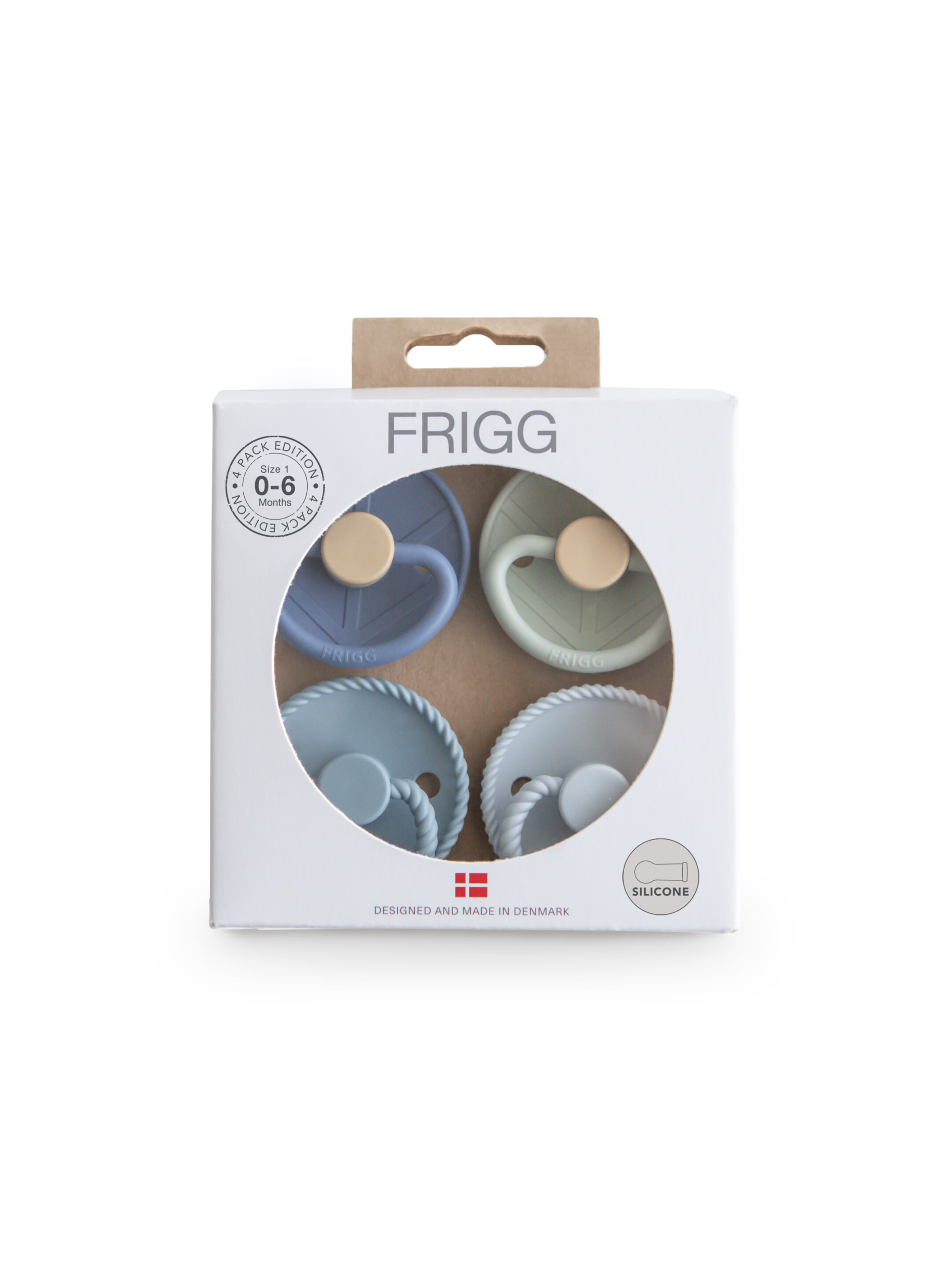 FRIGG Round Latex Baby Pacifier 0-6M 4-Pack Skyline Serenity - Size 1 image number 2