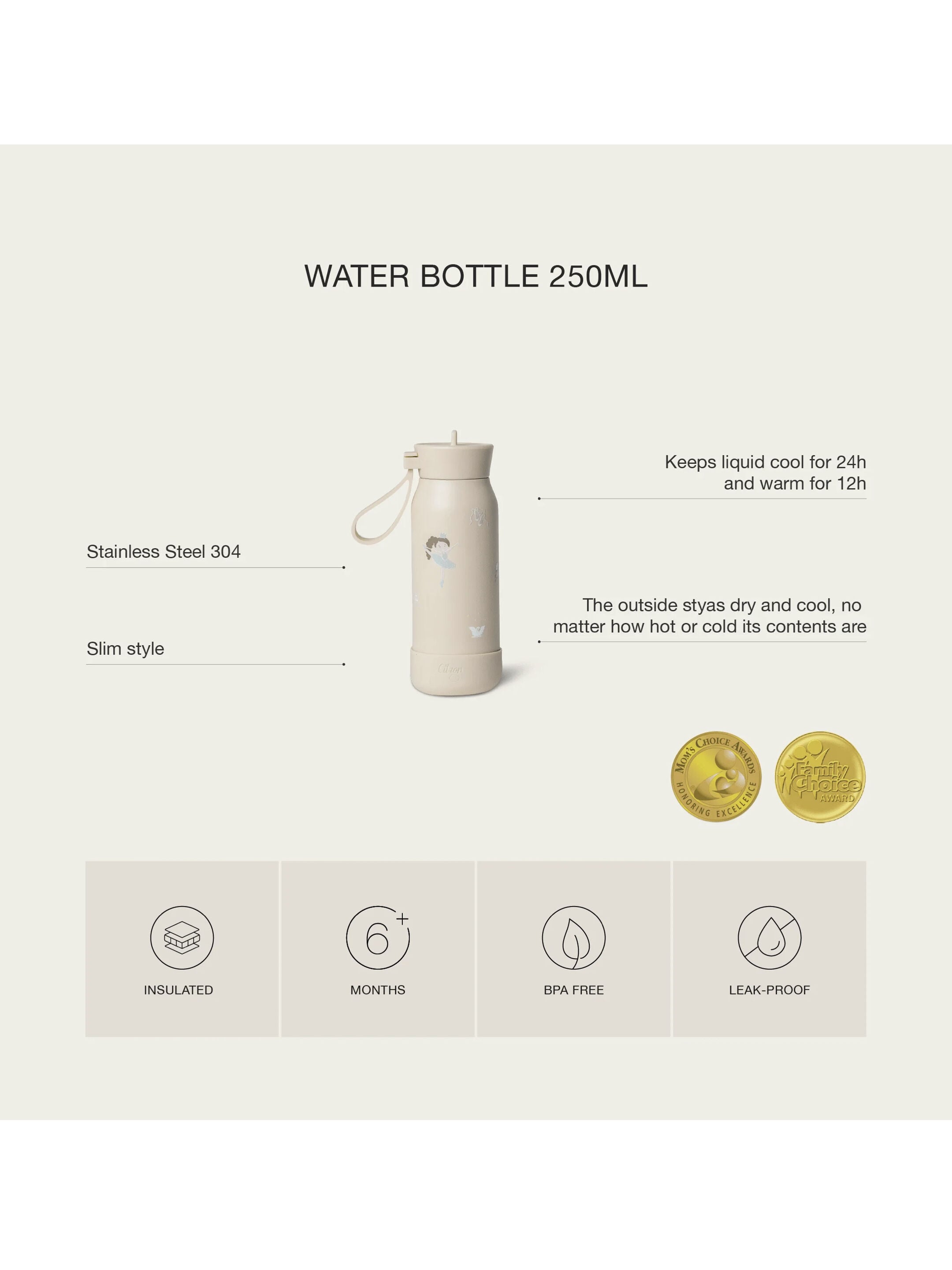 Citron Mini Water Bottle - 250ml - Ballerina image number 6