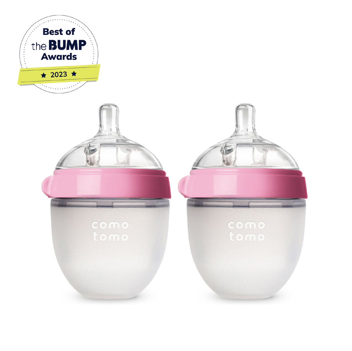 Comotomo Natural Feel Baby Feeding Bottle Pink & White - 2 pcs x 150 ml image number 1