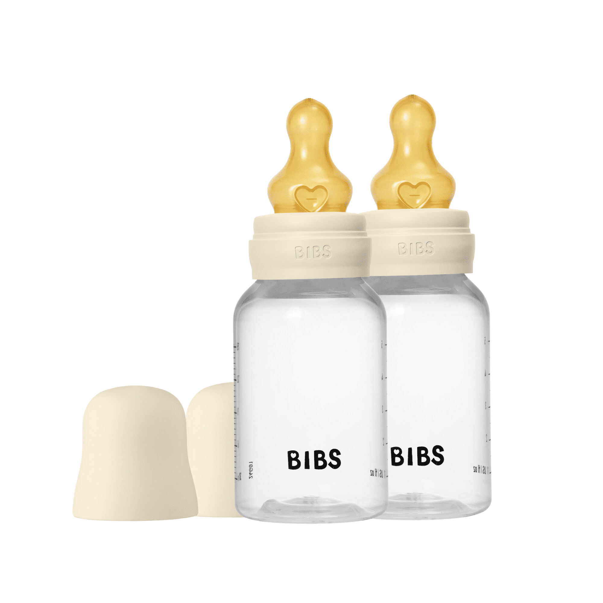 BIBS Baby Bottle Round Nipple Latex 2 Pack 150 Ml Slow Flow Ivory
