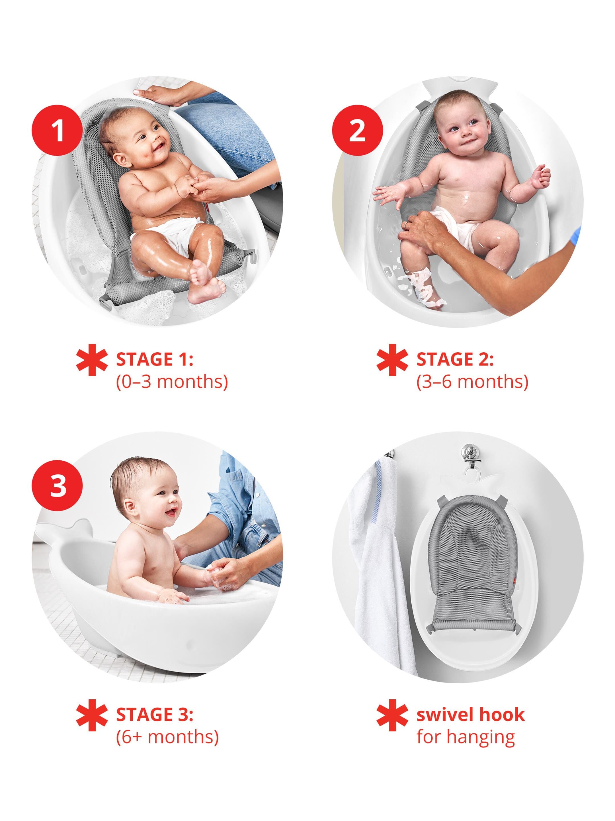 Skip Hop Moby Smart Sling 3-Stage Baby Bath Tub &mdash; White image number 8