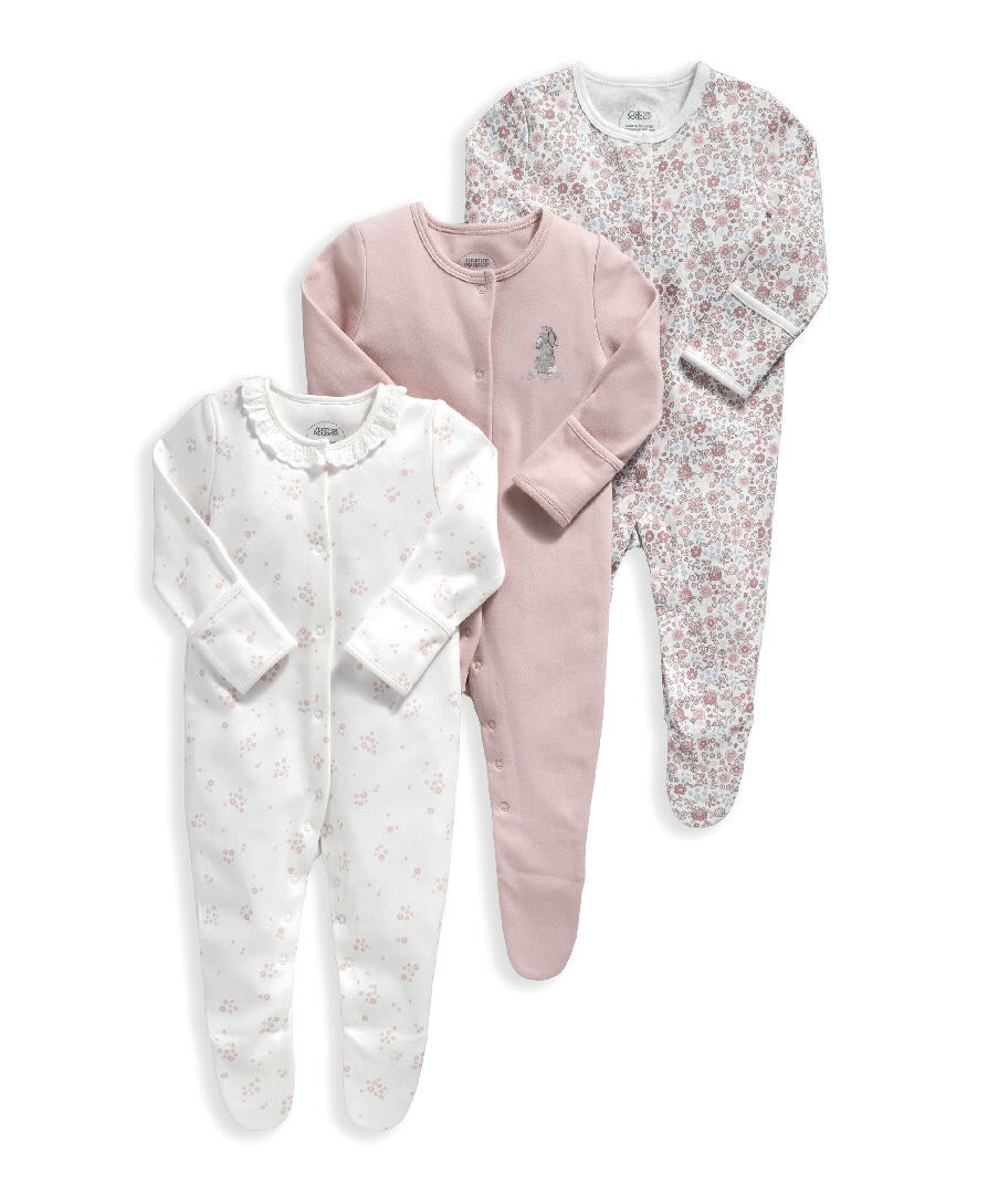 3 Pack Oh Darling Girl Sleepsuits image number 2