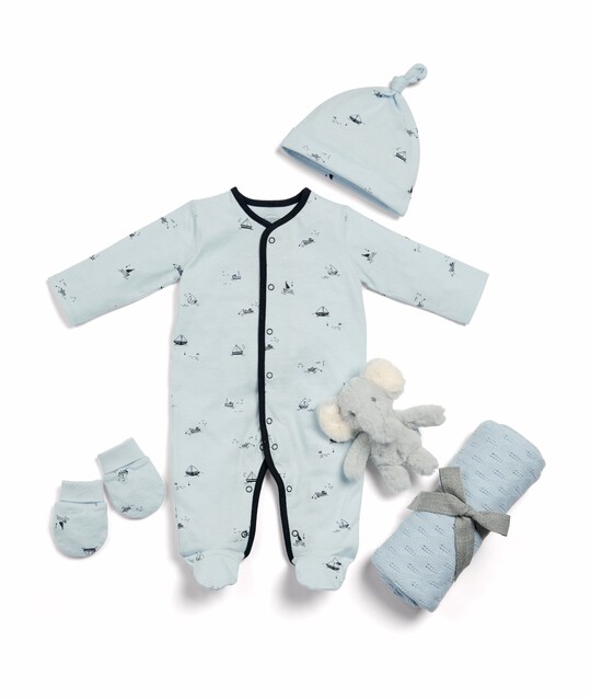 Bundle Of Joy Boys Gift Set with Blanket, Soft Toy and All-in-One - Blue image number 2
