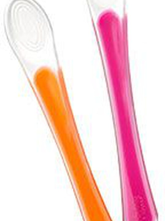 Tommee Tippee Explora First Weaning Spoons (2 Pack) - Pink & Orange image number 1