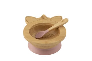 Citron Organic Bamboo Bowl 250ml Suction + Spoon Unicorn Blush Pink