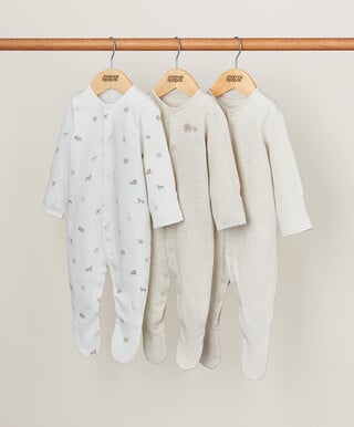Born Wild Sleepsuits (Pack of 3) - Sand