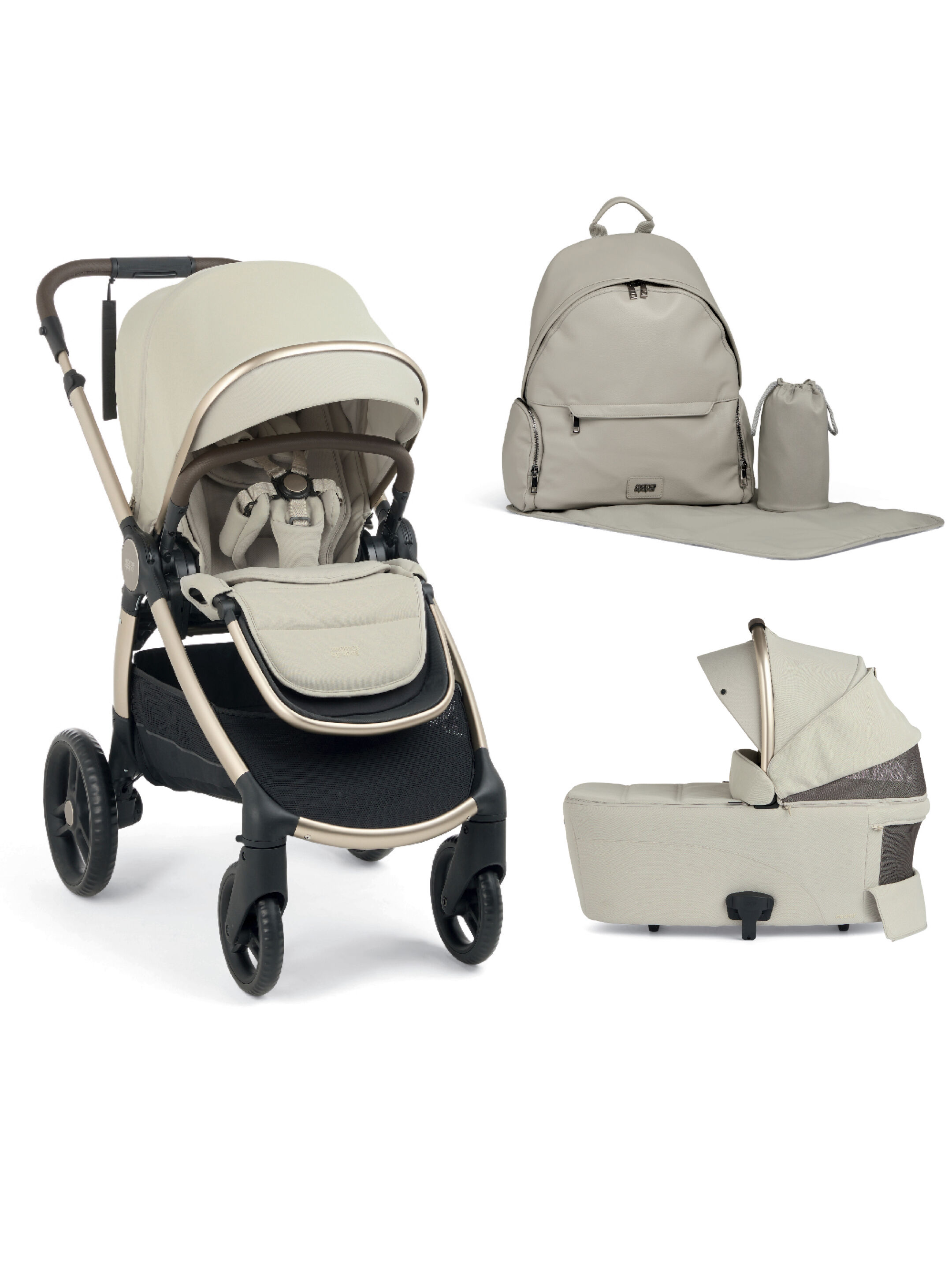 Ocarro 2 Pushchair and Carrycot Bundle with Changing Backpack (3Pieces) - Eclipse