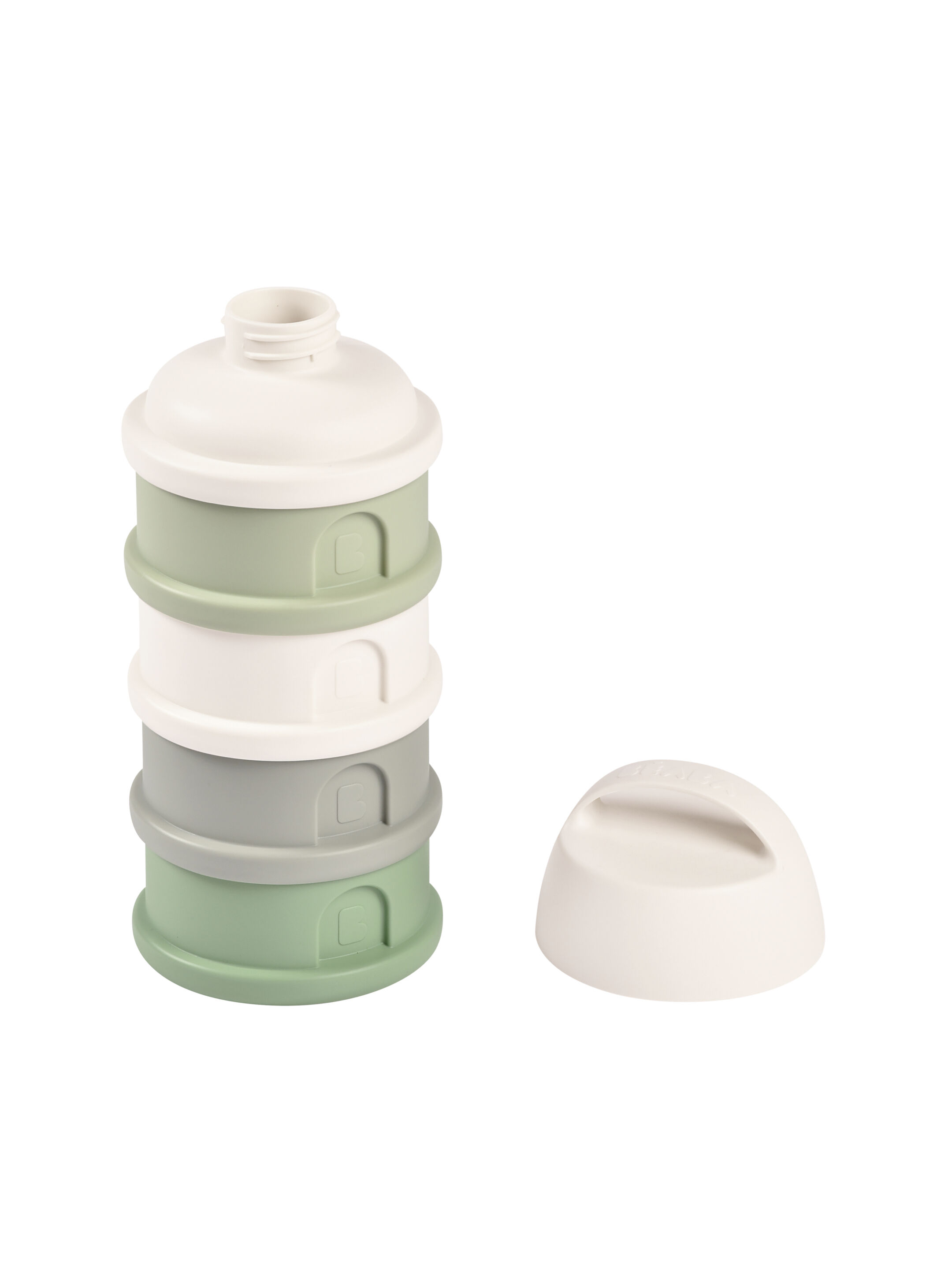 Beaba Formula Milk Container 4 Compartments Cotton white Sage green image number 2
