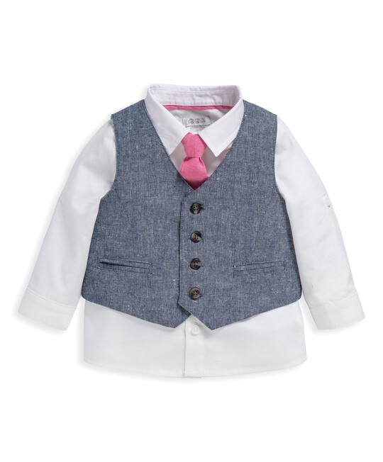 4 Piece Chambray Waistcoat & Trousers Set image number 4
