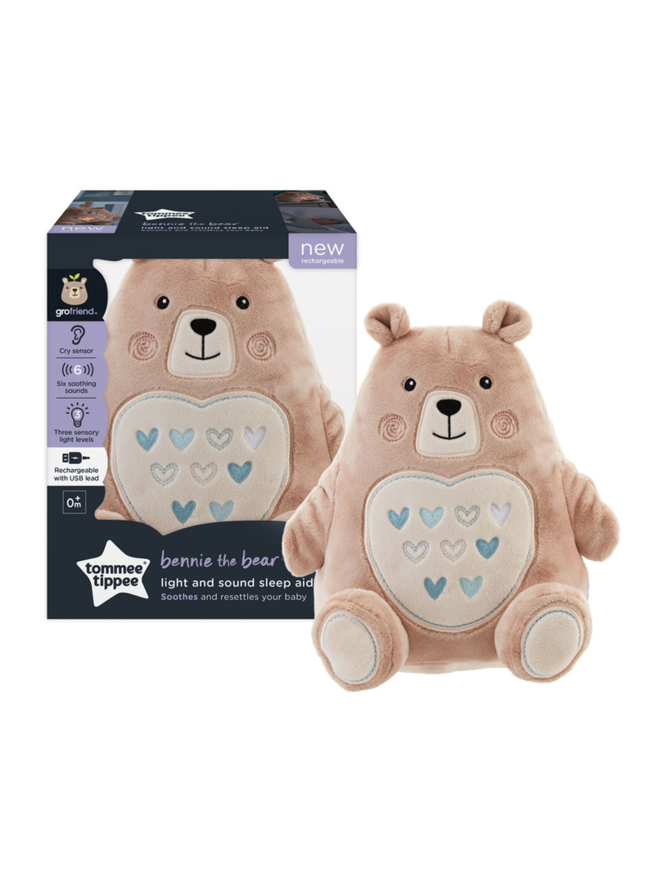 Tommee Tippee Bennie The Bear Rechargeable Light and Sound Sleep Aid