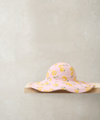 Lemon Print Floppy Sunhat