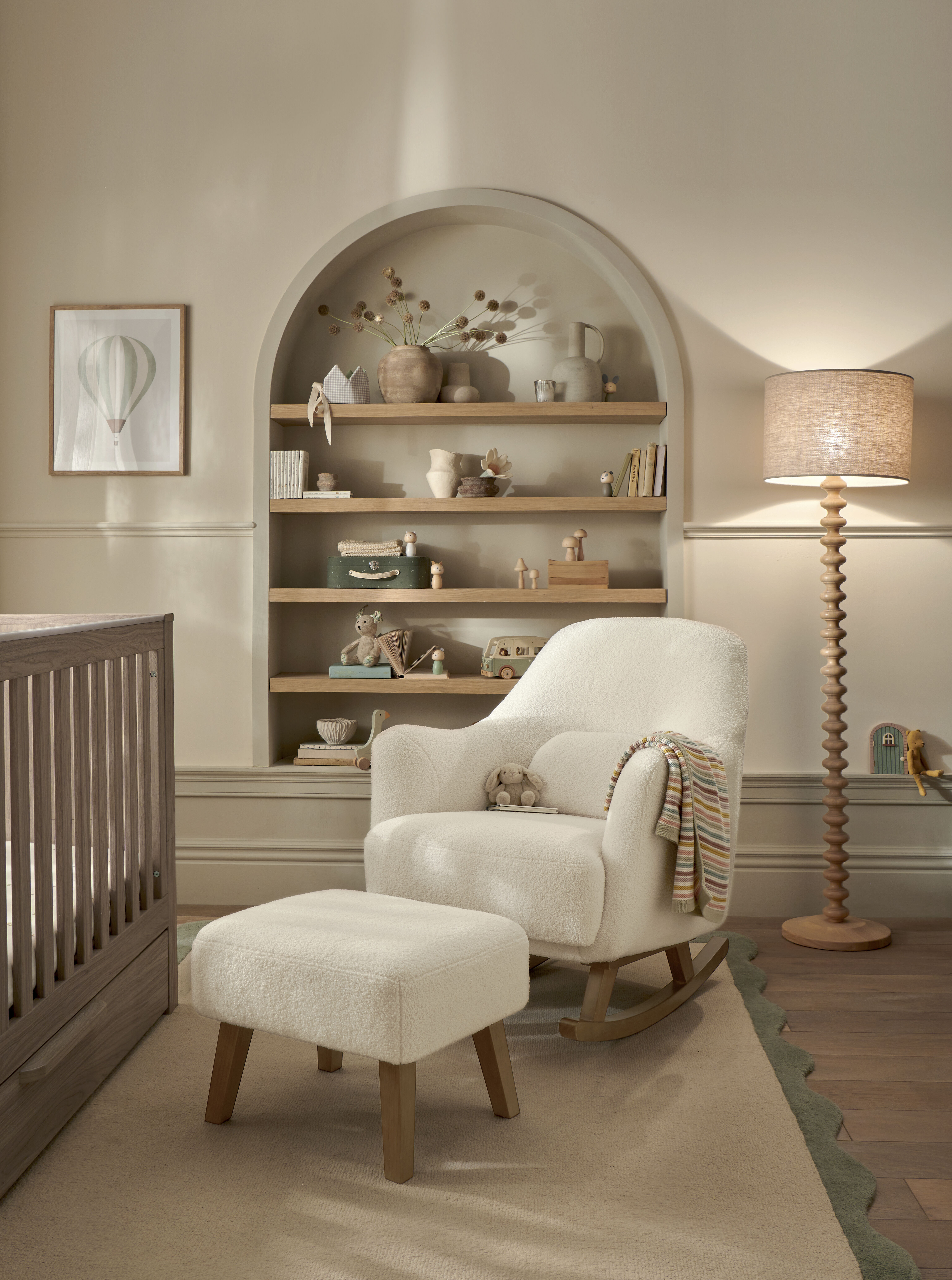 Penrose Nursing Chair & Stool Off White