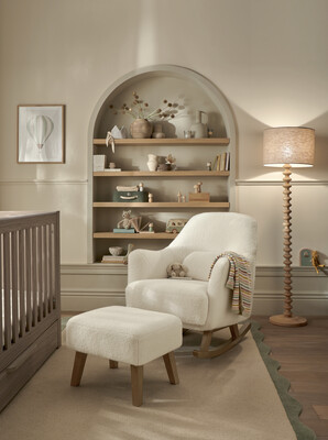 Penrose Nursing Chair & Stool - Off White Boucle