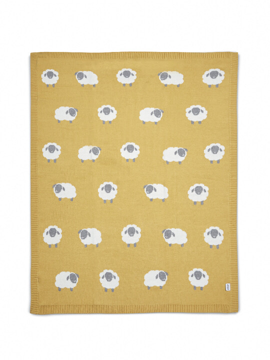Welcome to the World Knitted Blanket - Sheep Motif image number 1