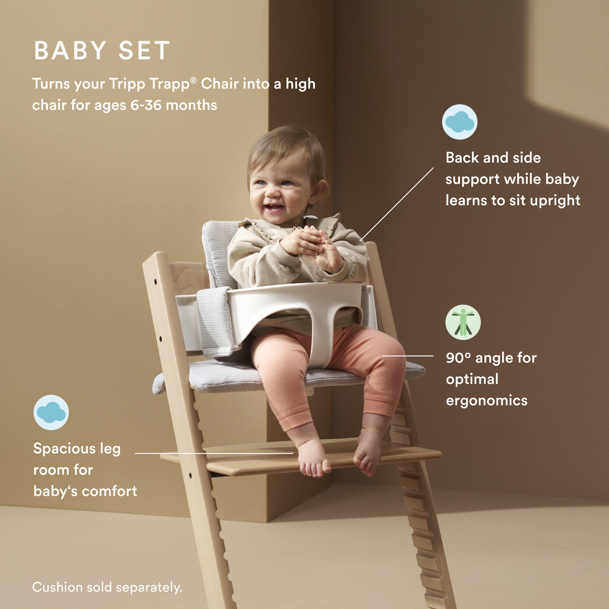 Stokke Tripp Trapp Chair + Baby & Newborn Set Bundle - White (3 pieces) image number 5