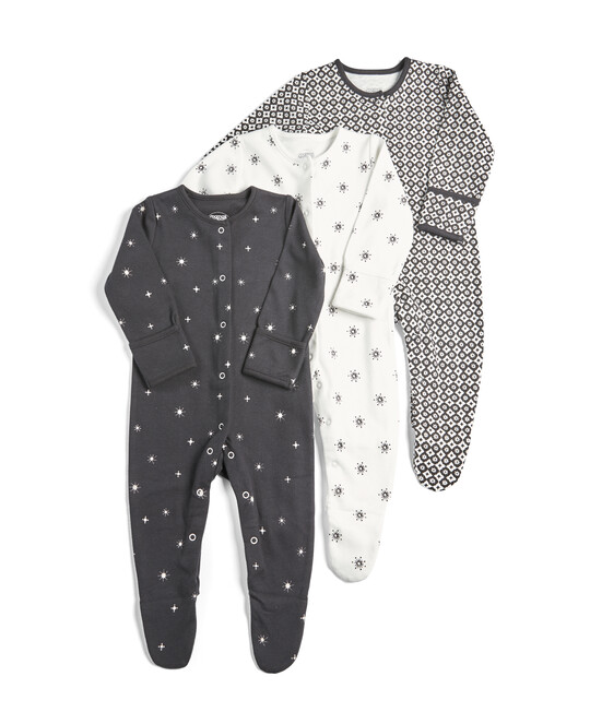 Pack of 3 Monochrome Sleepsuits image number 1