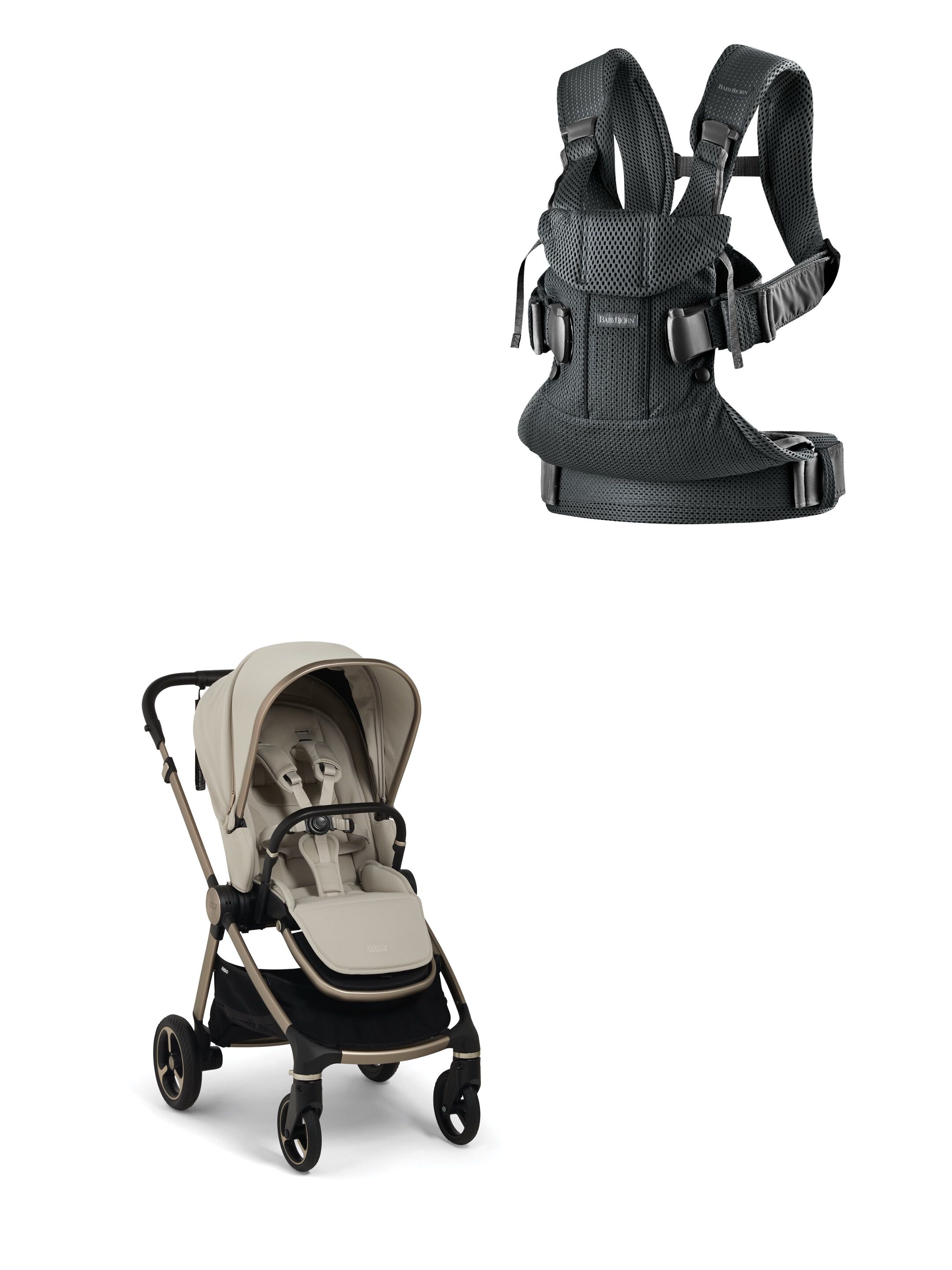 Vardo Shell Stroller with Babybjorn Carrier Mini 2 Piece Bundle