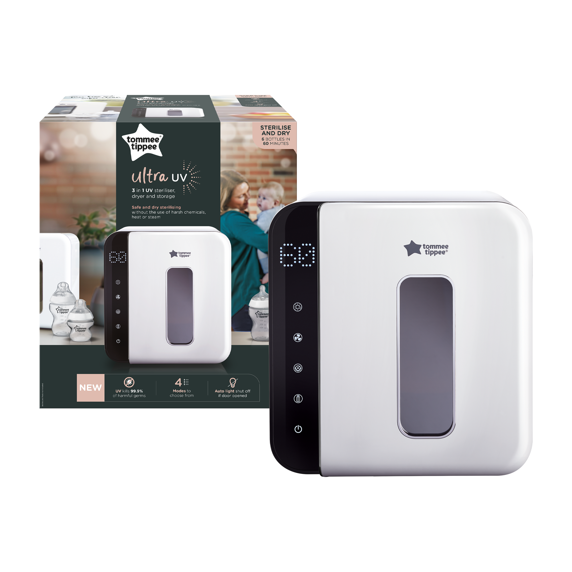 Tommee Tippee Ultraviolet Steriliser for Baby Bottles, 3 in 1 &ndash; Sterilise, Dry and Store