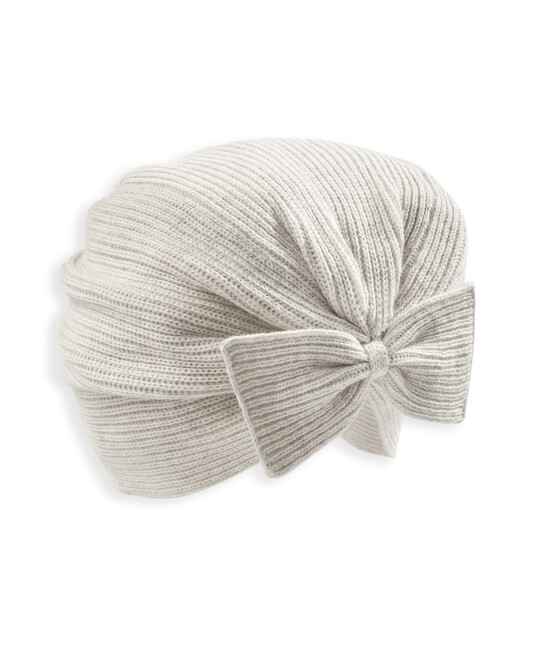 Cream Knit Bow Hat image number 1
