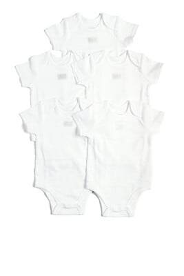 White Cotton Short Sleeve Bodysuits 5 Pack