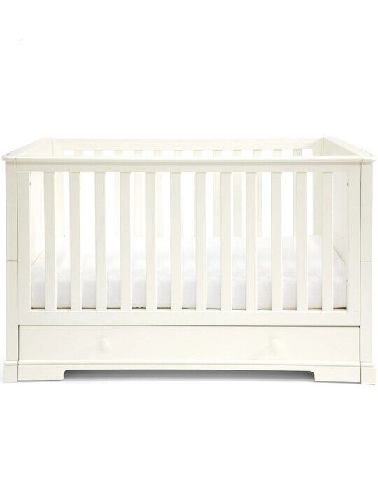 Oxford Wooden Cot &amp; Toddler Bed with Storage - White