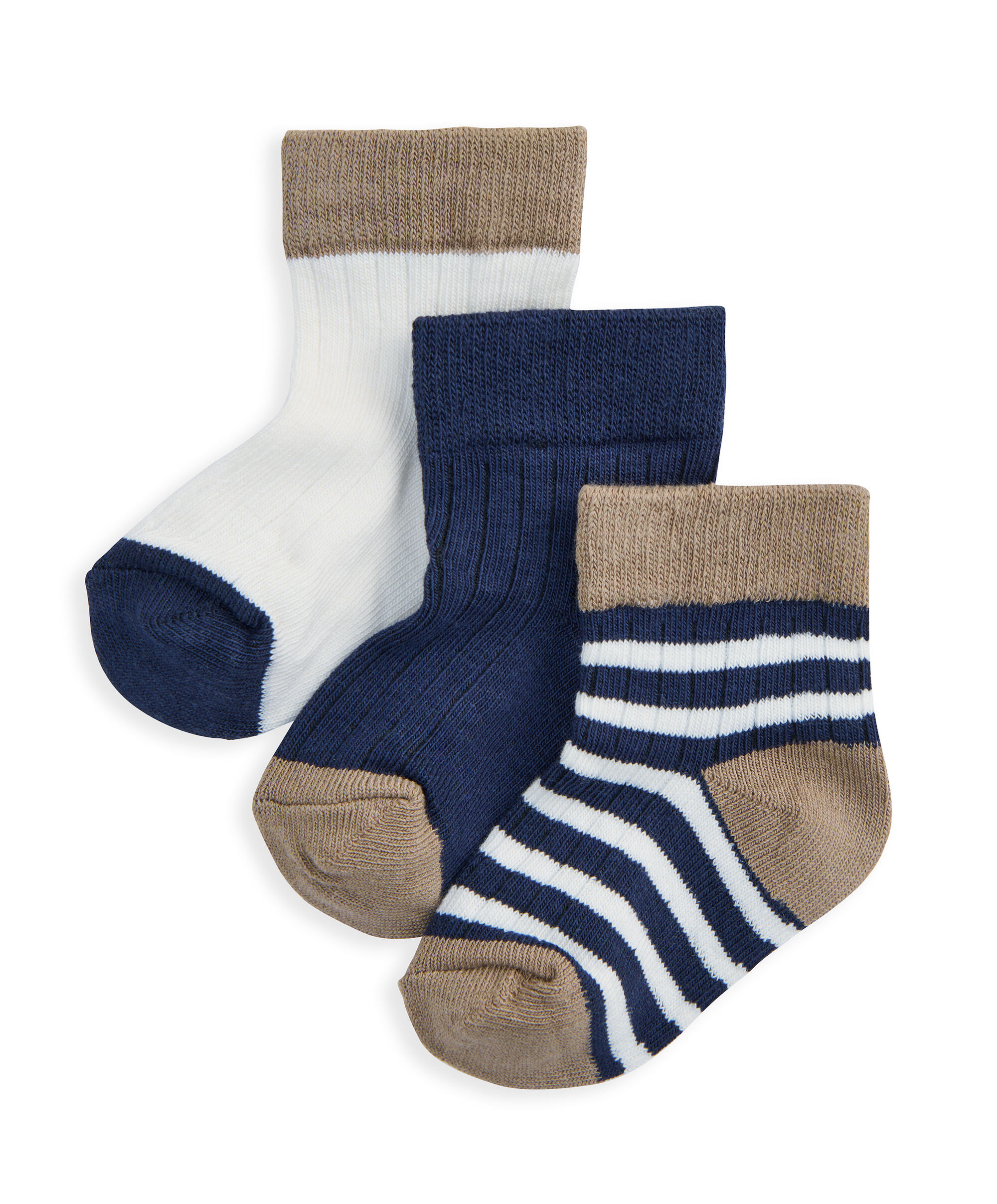 Blue Ribbed Socks (Pack of 3)
