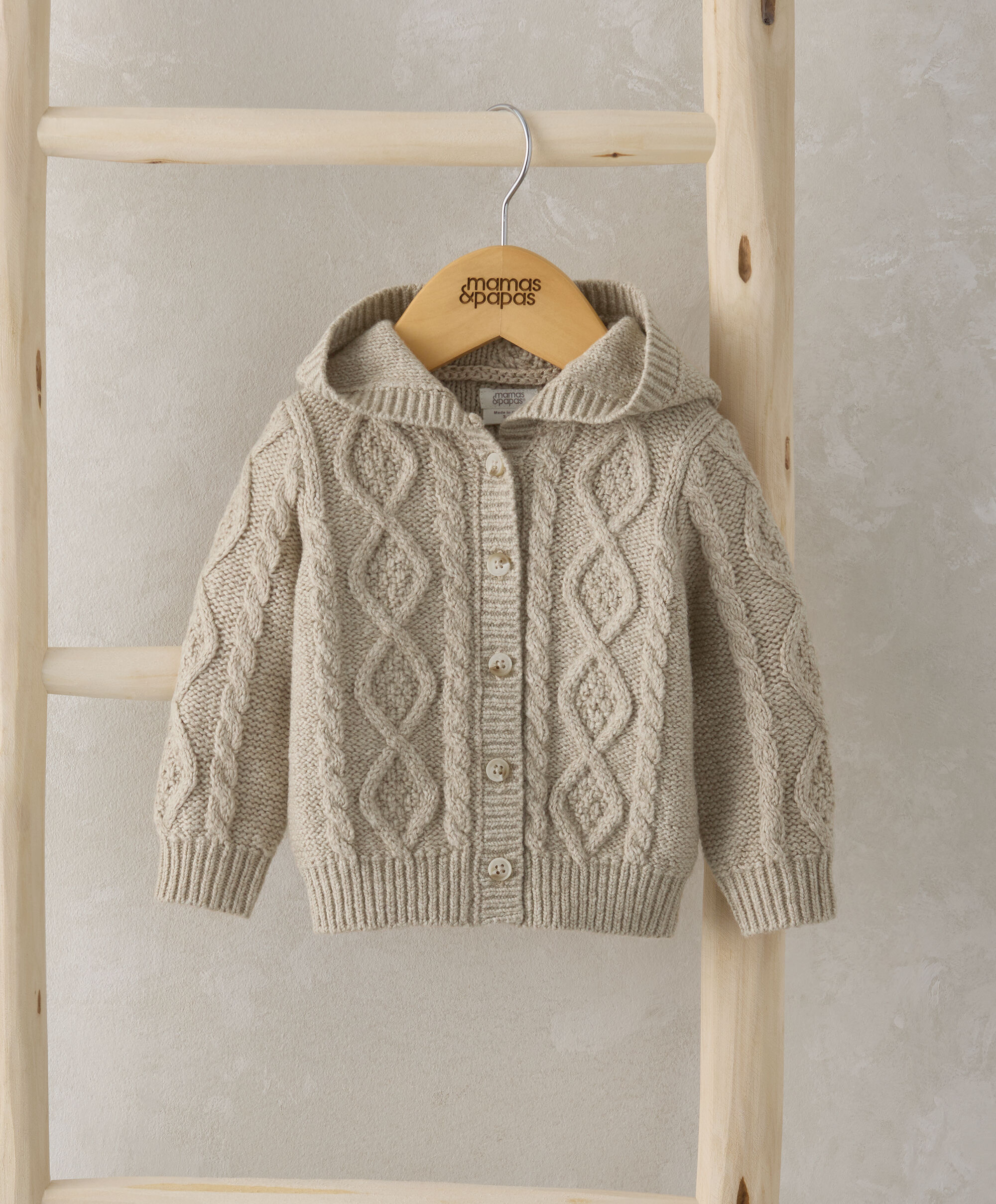 Cable Knit Cardigan - Oatmeal image number 1