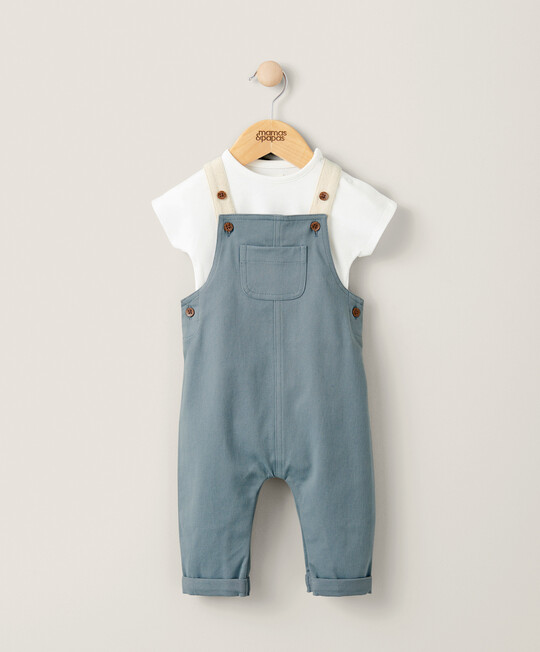 T-Shirt & Dungarees Outfit Set - Blue image number 1