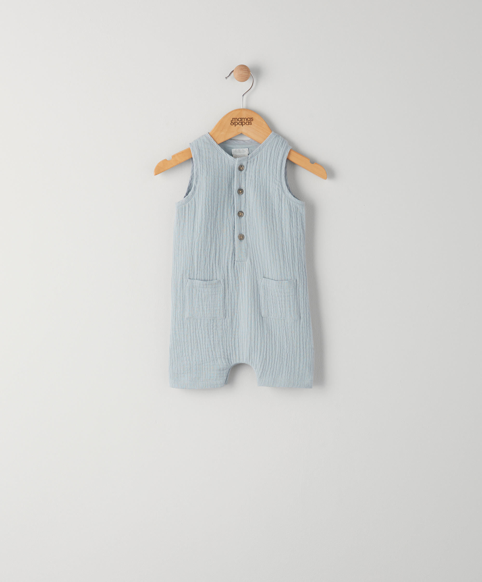 Blue Crinkle Sleeveless Romper image number 1