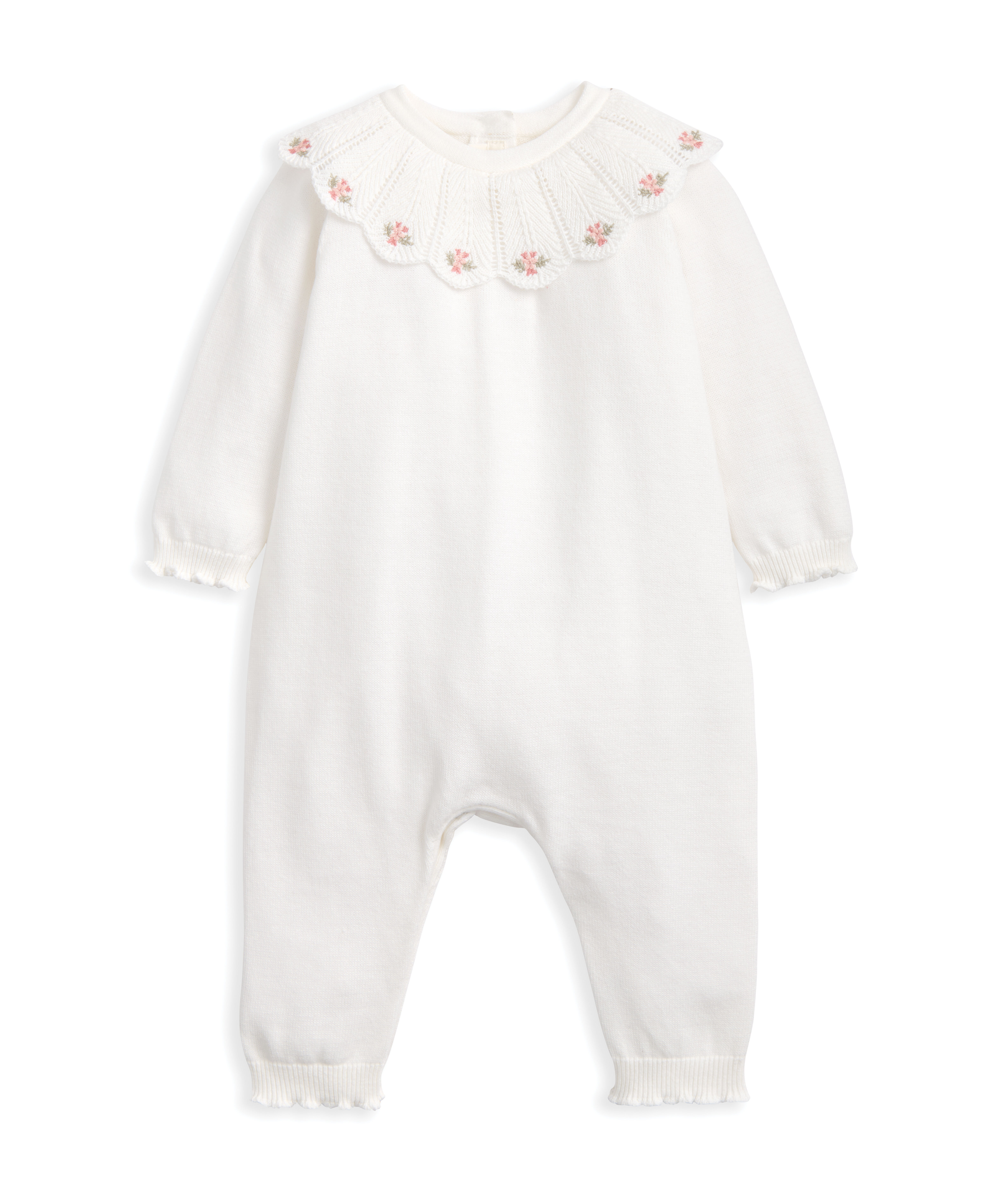 Knit Collar Emb Romper image number 2