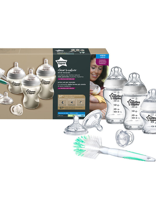 Tommee Tippee Closer to Nature Glass Feeding Bottle Kit, Starter Set - Clear image number 1