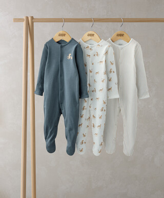 3 Pack Leopard Sleepsuits