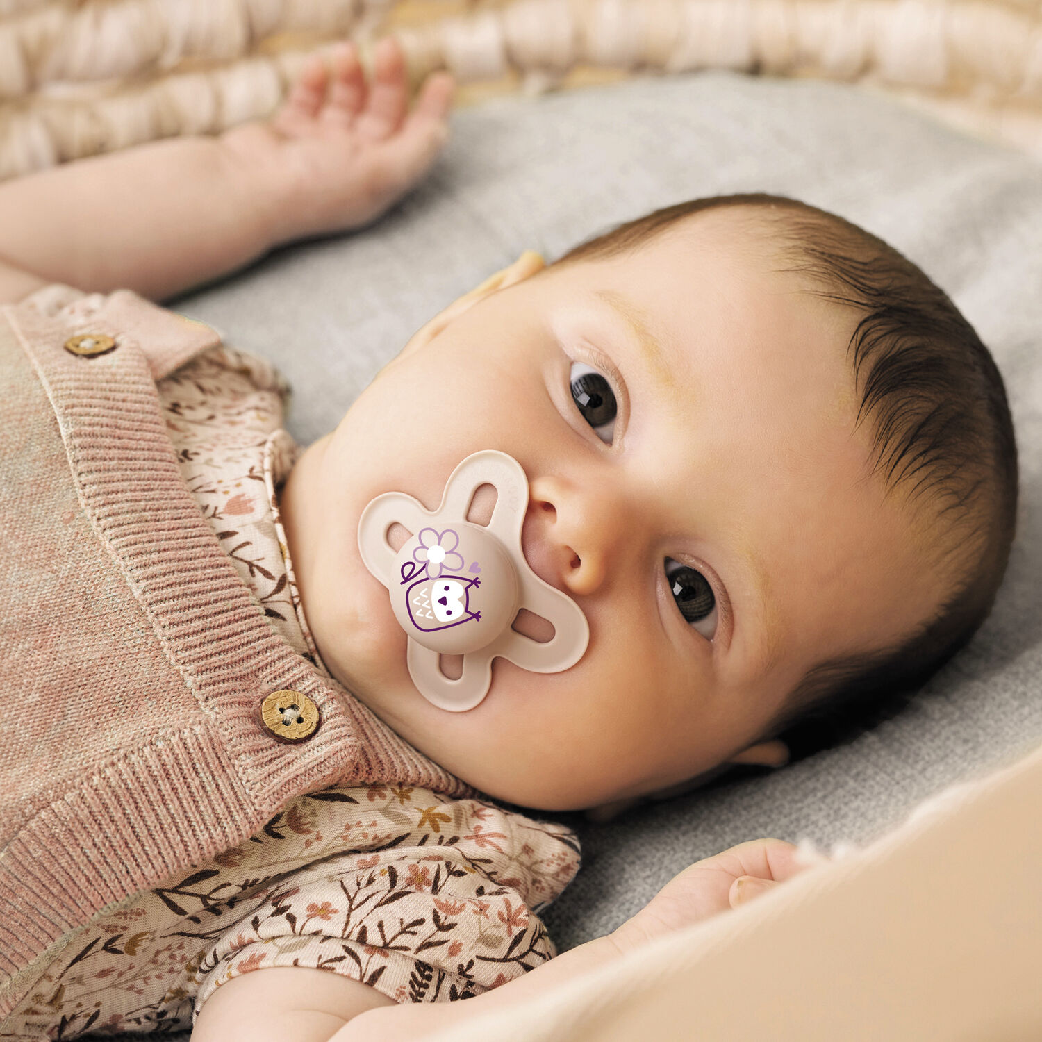 Mam Baby Original Silicone Pacifier - 2-6 M | Sealife Pink & Beige - Pack of 2 image number 8