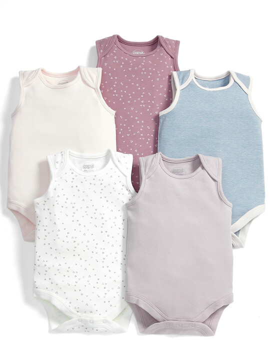 Pink Sleeveless Bodysuits (Set of 5) image number 1