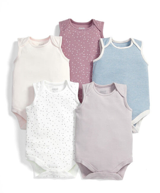 Pink Sleeveless Bodysuits (Set of 5) image number 1