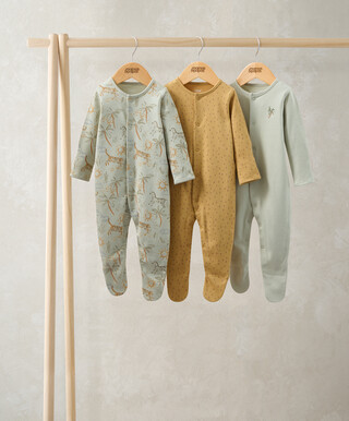 Safari Sleepsuits (Pack of 3)